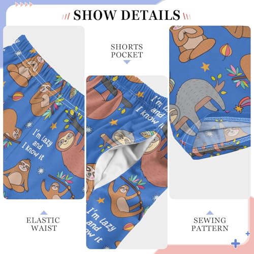 ZZXXB Lazy Sloth Boys Long Pants Soft Trousers Elastic Waist Kids Lounge Bottoms with Pockets S-XL4