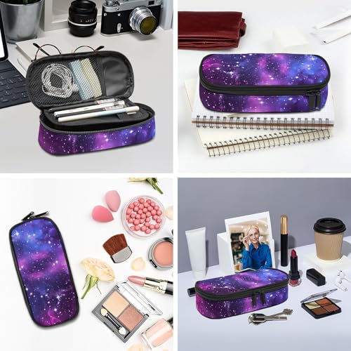 Image of Stars Starry Sky Pencil case for Student Girl Boy, Large Capacity Pencil Pouch with Zipper Compartments, Cosmetic Makeup Bag Organizer for School Supplies Office Home