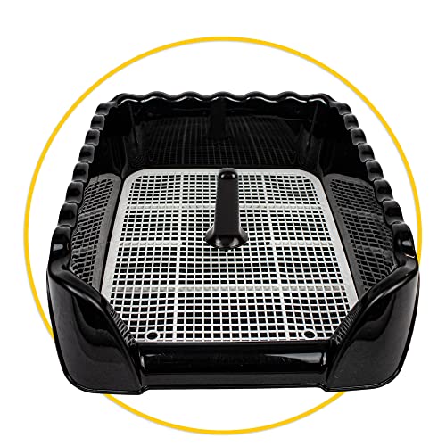 Image of Lutema Indoor /Outdoor Training Dog Potty Tray for Small and Medium Puppies Litter Boxes in (Black)