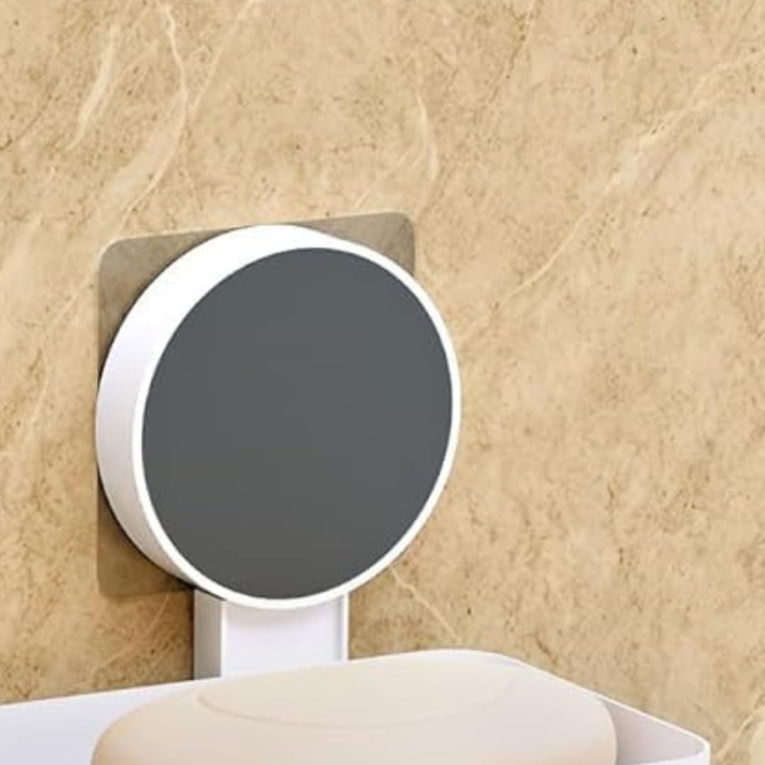 Wall Mounted Soap Holder | Self Adhesive Soap Dish with Drain Tray | No Drill Bathroom & Kitchen Soap Organizer (White)-image-7