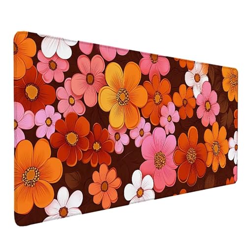 Tapis de souris XXL fleur orange sous main bureau imperméable mouse pad lsy2603M1