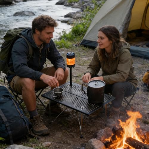 Table pliante camping en métal ultra compacte et antidérapante