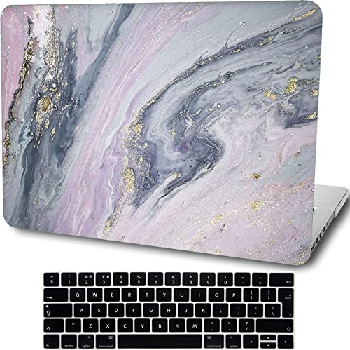 AMCJJ Funda Dura Compatible con MacBook Air 13/13,3 Pulgadas 2017 - 2010 Release A1466/A1369 ,Carcasa Rígida Protector de Plástico Cubierta & EU Teclado Cubierta , Mármol Rosa Gris Cover