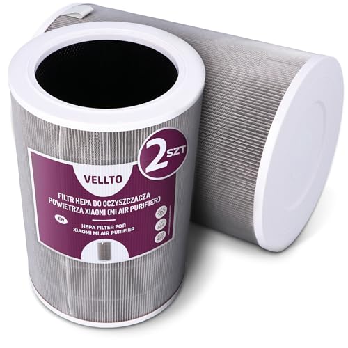 2x Vellto Filtro HEPA H13 Para Purificador De Aire Compatible con Xiaomi Mi Air Purifier 2 2S 2H 3H 2C 3C Pro Negro Gris Carbón Activo Chip RFID Repuesto Sustituible Hogar