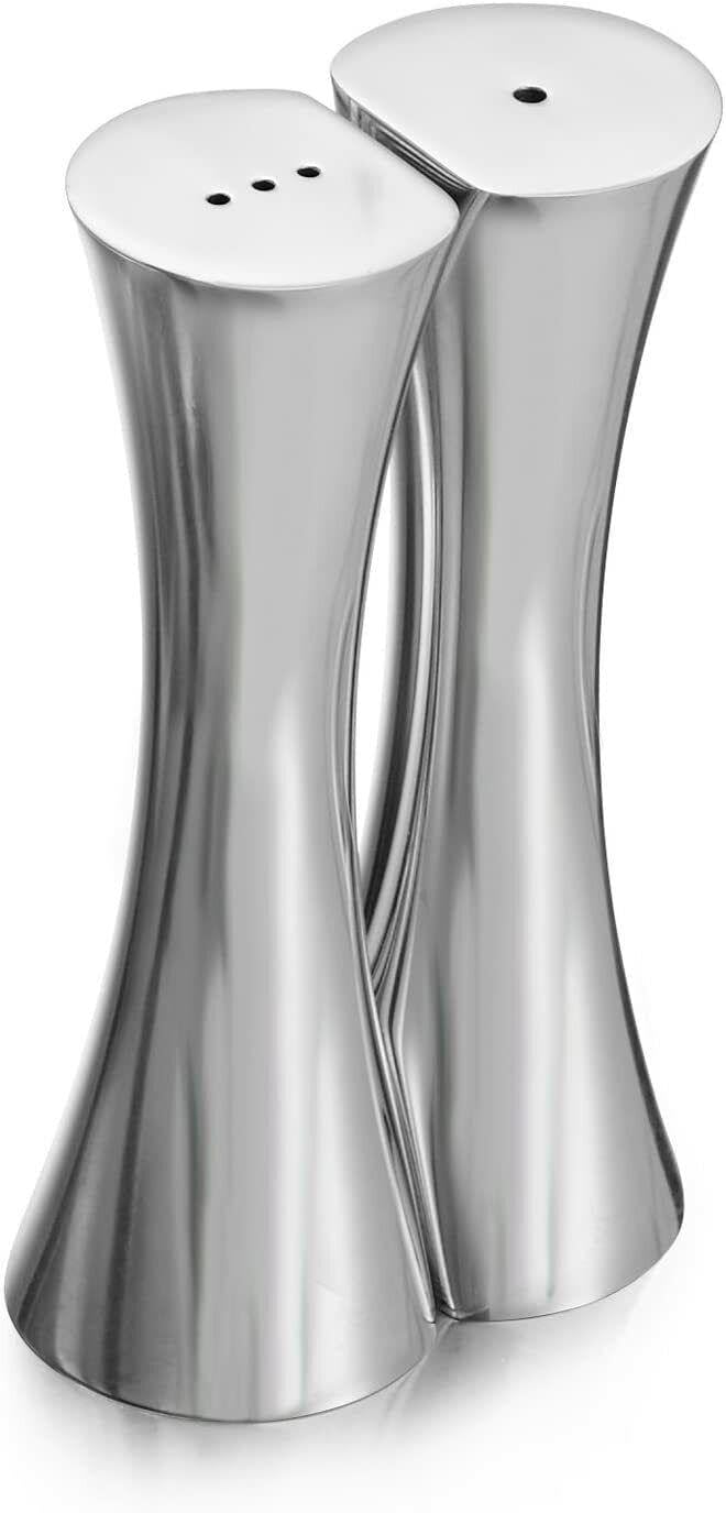 For Nambe Kissing for Salt & Pepper Shakers, Alloy Metal, 5 H x 1.75 W - Silver