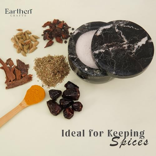 EARTHEN CRAFTS Marble Salt Cellar with Magnetic Closure 4" Inch Black Salt Storage Container for Kitchen Countertop, Salt Box, Salt & Spice Jar ideal for Kosher Salt, Spices, and Seasonings by EARTHEN CRAFTS - Image 6