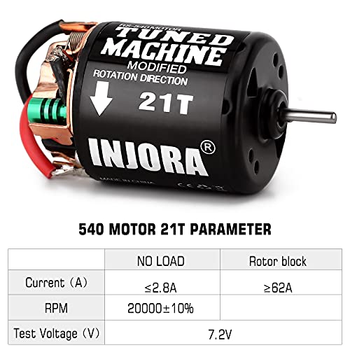 Injora 540 Brushed Motor 21T Waterproof Motor For 1/10 Rc Drift Cars Tamiya Hpi Kyosho On-Road Car（21T） #TOP3