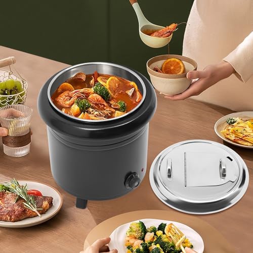 Miniatura 6 de Olla Para Sopa, 13 L, Acero Inoxidable, Calentador De Sopa Con Tapa, 400 W, Temperatura 30 85 C, Recipiente Térmico Regulable, Para Bufés, Cantinas, Cafetería Y Otras Ocasiones, Color Negro