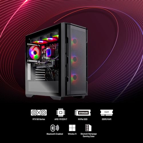undefined Skytech Gaming Rampage Gaming PC, AMD Ryzen 7 7800X3D 4.2GHz, NVIDIA RTX 5060 Ti 16GB, 1TB Gen4 NVMe SSD, 32GB DDR5 RAM 6000, 850W Gold ATX 3 PSU, 360 ARGB AIO, Wi-Fi, Win 11, Desktop の商品画像 9