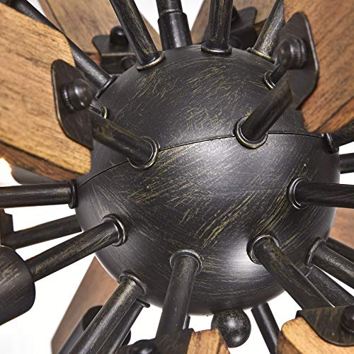 Jojospring 8-Light Antique Black Sputnik Natural Wood #TOP7