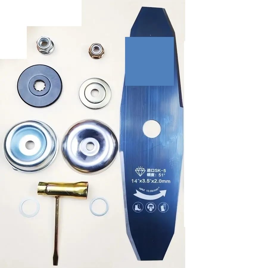 Cuchilla for cortacésped de Acero al Carbono Sk5 de 14 Pulgadas y 10 filos, Apta for desbrozadoras, Adaptador 6/9(9 Accessories)