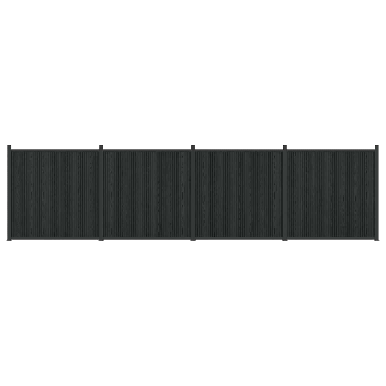Panneau de clôture noir WPC et aluminium 705x186,5 cm 4 pcs avec poteaux, barrière modulable pour jardin terrasse extérieur, séparation occultation intimité protection décorative