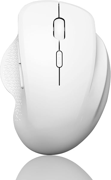 Uiosmuph G09 Bluetooth Wireless Mouse, BT5.1 & 2.4Ghz Rechargeable Computer Mouse with USB Receiver and Type C Adapter, Ergonomic Bluetooth Mice for Laptop, iPad, Mac - White - 1