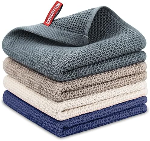 Nialnant 100% Cotton Kitchen Hand Towels,4 Pack Soft Absorbent Dish Towels for Kitchen,Quick Drying Dish Cloths for Washing Dishes 13x28 Inches, Multi Color