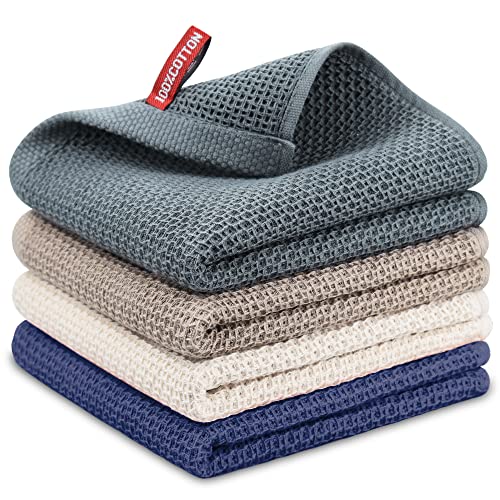 Nialnant 100% Cotton Kitchen Hand Towels,4 Pack Soft Absorbent Dish Towels For Kitchen,Quick Drying Dish Cloths For Washing Dishes 13X28 Inches, Multi Color #TOP22