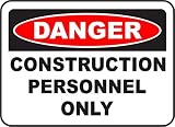INDIGOS UG - Sticker - Sécurité - Avertissement - Panneau Personnel de Construction Only 609mmx494mm - Autocollant pour Bureau - Entreprise - École - Hôtel