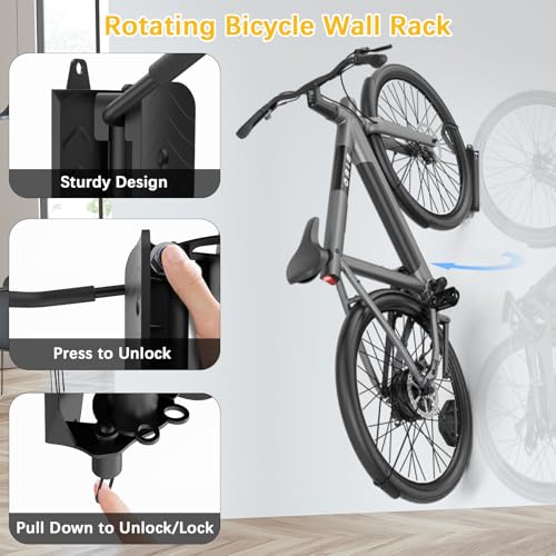 Fahrrad Wandhalterung, Wyxron Fahrradträger Vertikal Fahrradständer Schwenkbare 32kg Tragkraft mit Festes Design/Wandschallwand, für Garage Leichtes Fahrrad/MTB/Rennrad/Kinderfahrrad