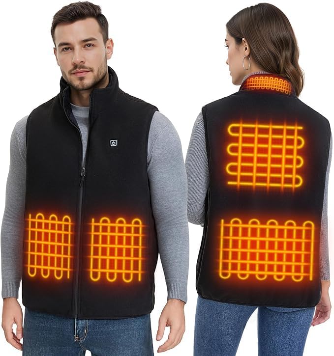 Heated Vest for Men and Women 16000mAh Battery, Lightweight Soft Fleece Electric Heated Vests for Camping Hunting
