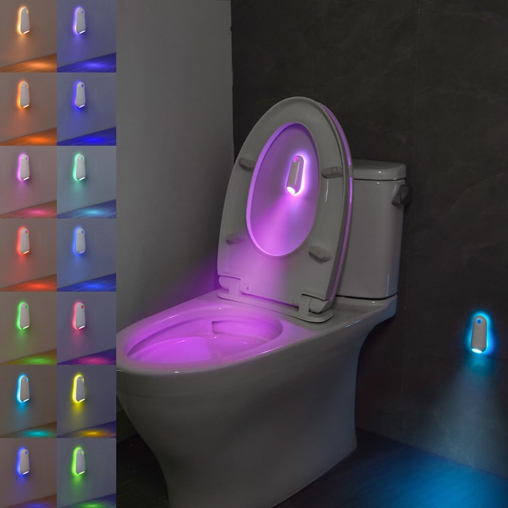 ABOHU 2 Pack Motion Sensor Toilet Night Light, 16 Colors Home Toilet Light — image 1