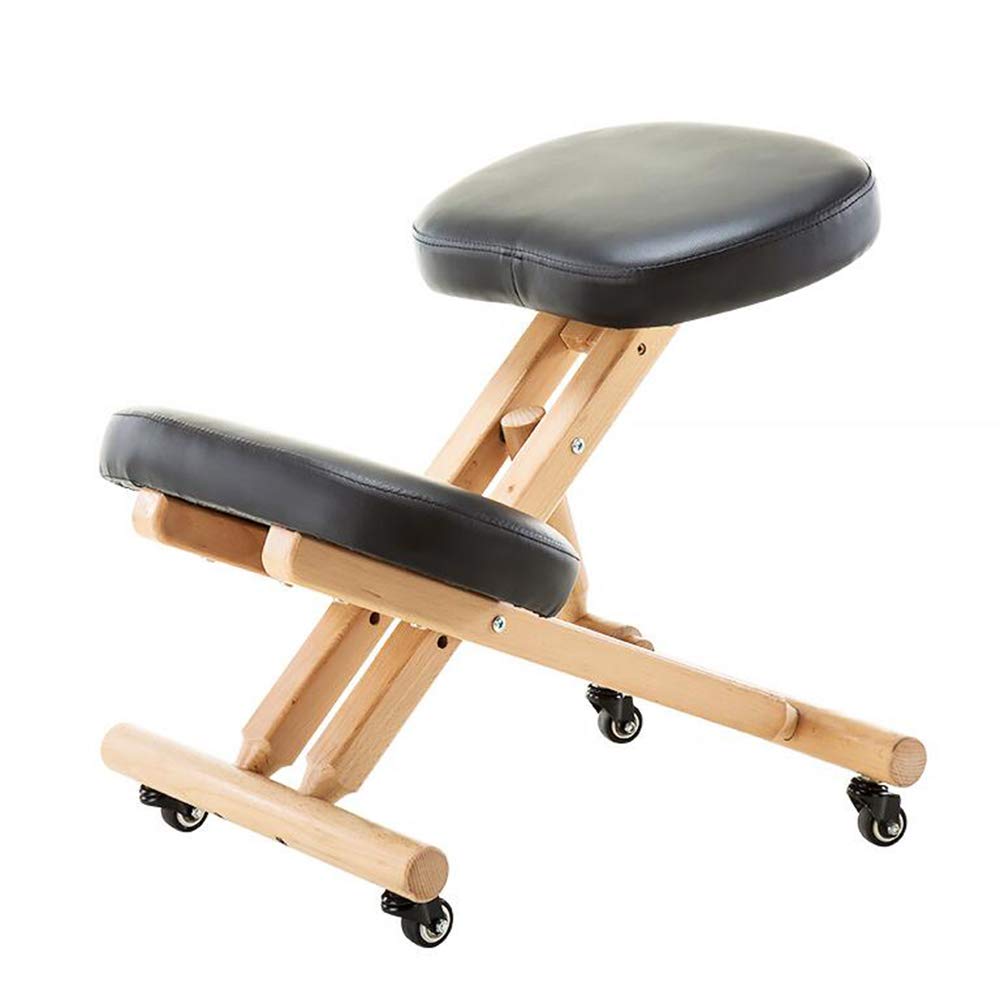 Stoel Zwarte Sleekform Kneeling voor Office Ergonomische Houding Knie Bureau Kruk Met Rugleuning En Armleuningen, Verstelbare Computer Bureau voor Terug Orthopedische Ondersteuning, Meditatie Stoel