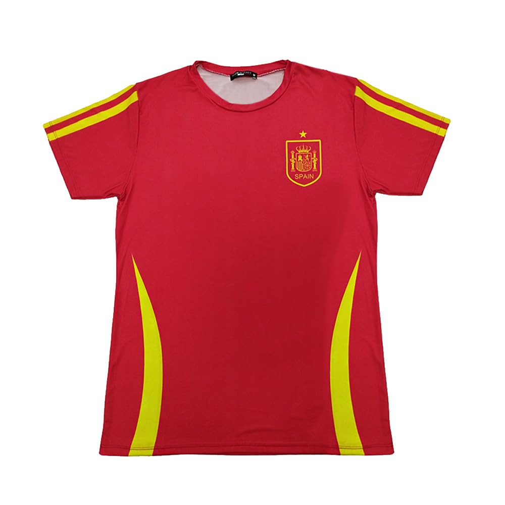 JYC CREATIVE Camiseta de España, Camiseta Española de Deportes, Camiseta Roja de España, Camiseta Réplica Equipación Selección Española Futbol, Unisex,