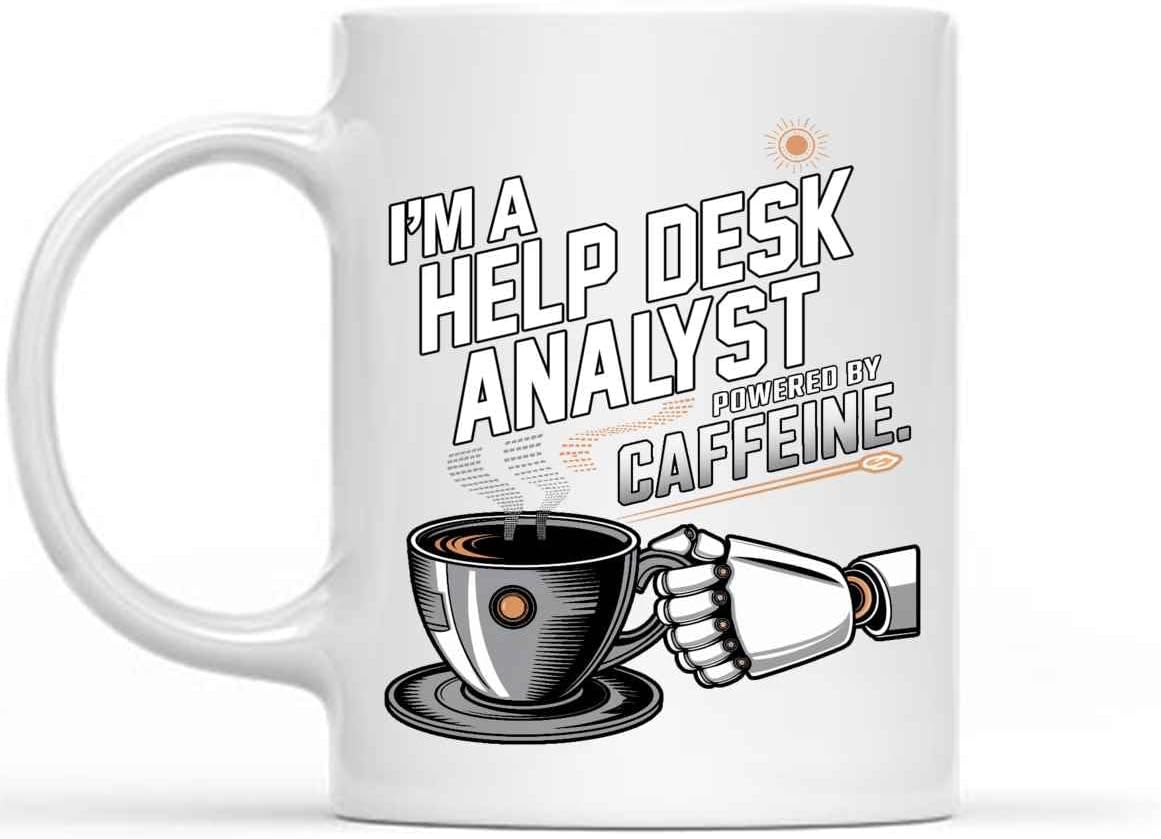 Gift Design Funny Gift for a Help Desk Analyst, I'm a Help Desk Analyst Powered by, Present for Coworkers, Friends 11 Oz White Ceramic Coffee Mug