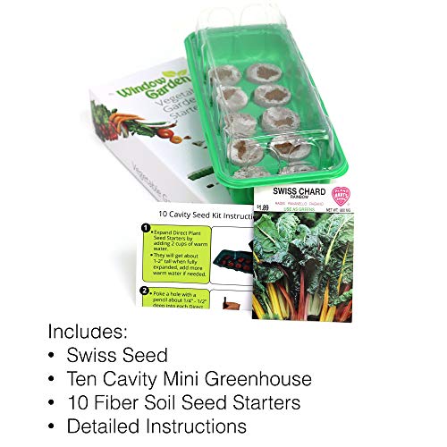 Window Garden - Swiss Chard Vegetable Starter Kit - Grow Your Own Food. Germinate Seeds on Your Windowsill Then Move to Planter or Vegetable Patch. Mini Greenhouse System Make’s it Easy. (Swiss Chard)