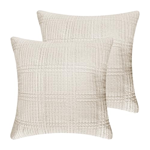 Levtex Home - Cloud Waffle - Quilted Euro Sham Set of 2 - Waffle Weave - Undyed Cream - (26x26in.), No Insert - Cotton