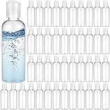 Roshtia 50 Pcs 3.4 oz Plastic Travel Bottles with Disc Caps Empty Clear Travel Size Containers Leak Proof Squeeze Toiletry Bottles for Shampoo Toiletries Lotion Conditioner Accessories