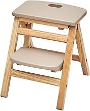 Smart-I Kids' Step, Folding, Children's Step Stool, 2-Tier, Wooden, Lightweight, Finger-Prevention, Assembled Product, Space Saving, Natural Wood, Anti-Slip, Lille, Natural/Sand Beige