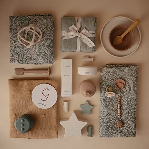 Mushie Extra Soft Muslin Fitted Mini Crib Sheet | 24"X 38" (Green Paisley) #TOP4