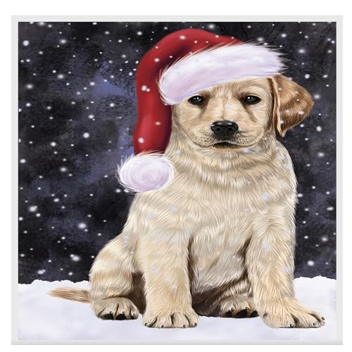 Let it Snow Black with Labrador Dogs Christmas Canvas Wall