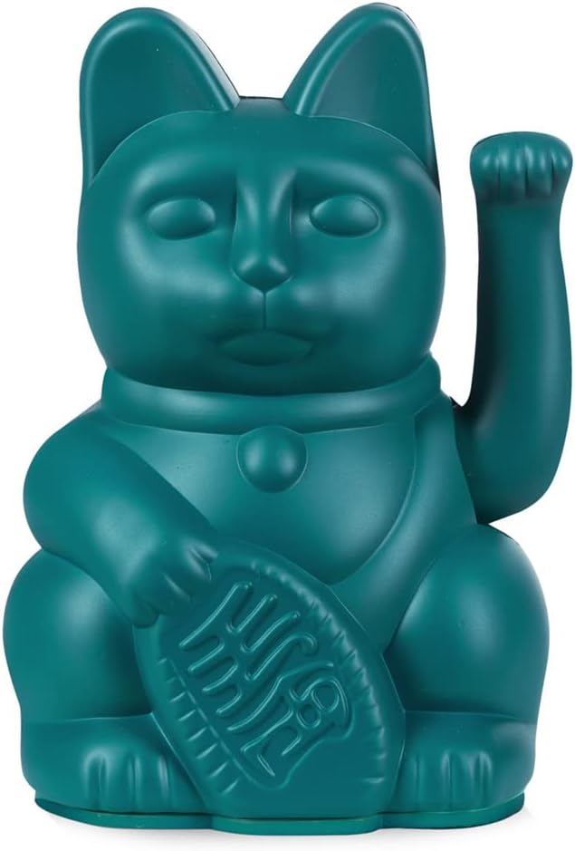 DONKEY Lucky Cat Mini | Green - Japanese Lucky Charm Waving Cat in Green, 9.8 cm High
