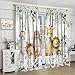 Kids Safari Animal Curtains Woodland Wildlife Jungle Animals Window Treatments for Boys Girls Bedroom Cute Cartoon Lion Nursery Children Drapes for Living Room W42xL45(Decor)
