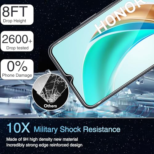 TUTUO [2+2 Pack Tempered Glass Compatible with Honor X6b Screen Protector + Camera Lens Protector, 9H Hardness HD Clear Tempered Glass Film [Anti-Scratch] [Bubble Free]