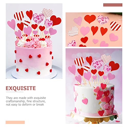 ABOOFAN 10Pcs Love Heart Cupcake Toppers Valentine Day Food Picks Cake Decorations for Wedding Brida