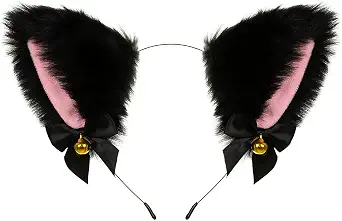 Foeran Animal Faux Fur Cat Dog Ears Headbands with Bells Flexible Hair Accessory Halloween Cosplay Costume Party Dress Girls