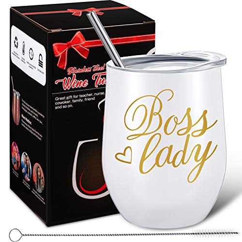 Boss Gift for Mom and Female Boss Friend, 12 oz Stainless Steel Wine