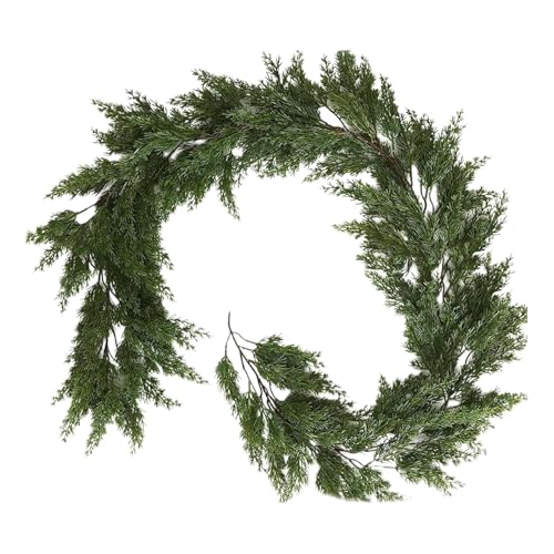 Guirnalda de abeto | Guirnalda de Navidad realista de cedro de 6.23 pies | Guirnalda de pino perenne Luush para mantel, decoraciones navideñas en interiores y exteriores