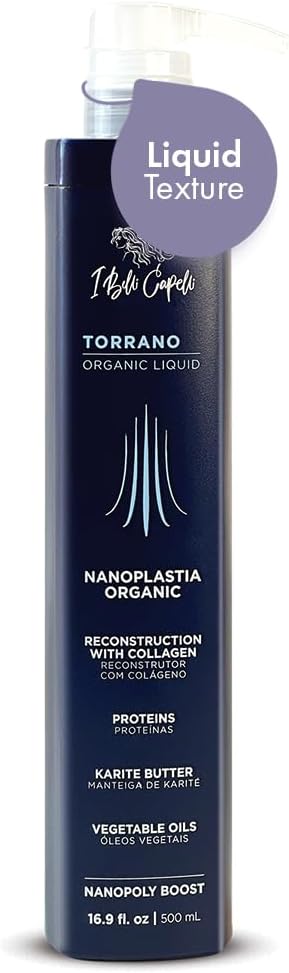 I Belli Capelli Torrano Liquid Nanoplastia Keratin Hair Treatment- Straightening in 1 Step, Formaldehyde Free-Nanoplastia Para Alisar Cabello, Keratina Organica Sin Formol Para Alisar(16.9Fl.oz/500ml)