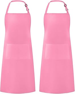 Syntus 2 Pack Bib Aprons, Hot Pink
