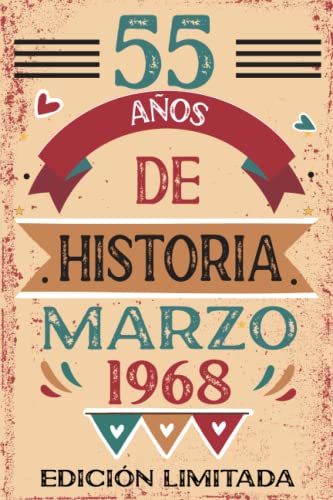 55 Años De Historia Marzo 1968: Libro de visitas, cuaderno, 110 páginas de felicitaciones, idea de regalo, regalo Para la esposa, novia, mujer, La madre