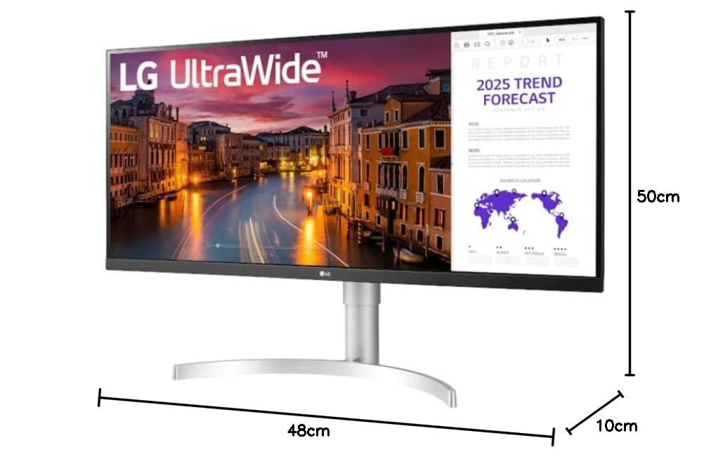 LG 34WN650 Monitor 29" UltraWide 21:9 LED IPS HDR 400, 2560x1080, Radeon FreeSync 75Hz, Audio Stereo 14W, 2X HDMI, 1x Display Port 1.4, Audioausgang, Höhenverstellbar, Flicker Safe, Bianco