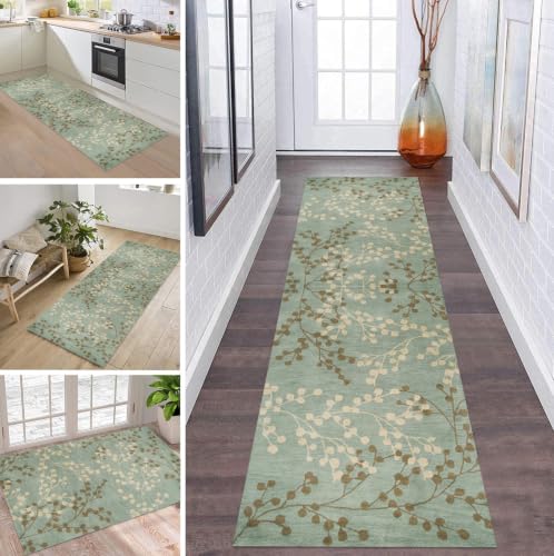Tapis de cuisine devant évier moderne vert brun beige 50x250cm - 2
