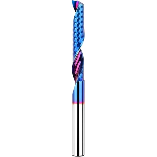Solid Carbide Single Flute End Mill 1/4” Shank, Extra Long 3" Upcut CNC Spiral Router Bit O Flute Milling Cutter for Aluminum Plastic Acrylic PVC MDF