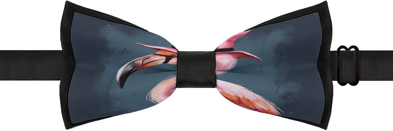 Halloween Flamingo Witch Hat Bow Tie for Men, Pre-tied Bow Ties, Adjustable Bowtie for Wedding Business Daily Party