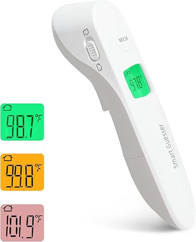 Termómetro infrarrojo para la frente sin contacto para adultos y bebés, termómetro digital con alarma de fiebre y función de memoria, color blanco
