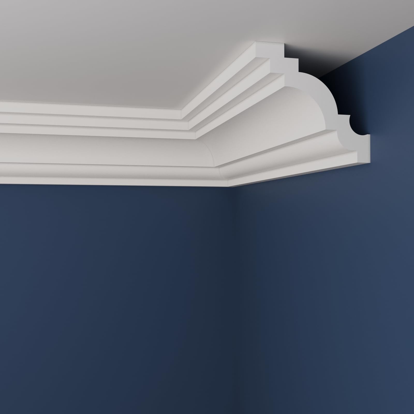 Premium XPS Coving Cornice – Lightweight Decorative Coving for Ceilings, Durable Cornice Moulding Trim, Paintable XPS Ceiling Coving for Modern Home Interiors (WM01, Sample 20cm)