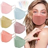 60PCS KF94 Disposable Face Mask,Individually Packaged,Fish Mouth Type 4-Ply Breathable Mask with Adjustable Nose,Daily Use. (Color-B)
