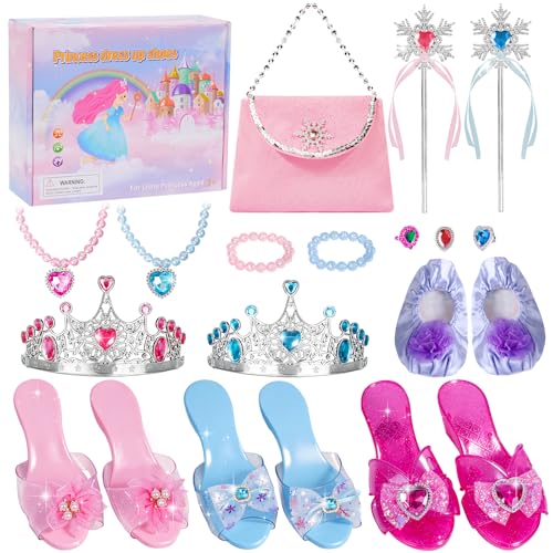 LOYO Princess Shoes 20 Pcs Dress Up Toys for 3-6 Girls Birthday Gifts
